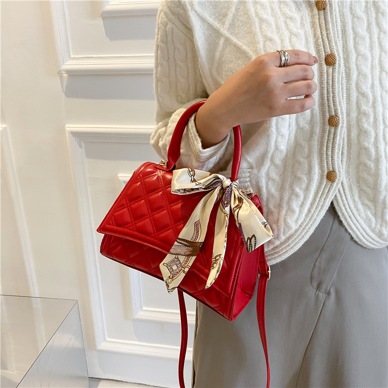Women's Bag 2021 New Chic Chanel-Style Rhombus Silk Scarf Bag Small Square Bag Underarm Bag Shoulder Messenger Bag Women's Bag