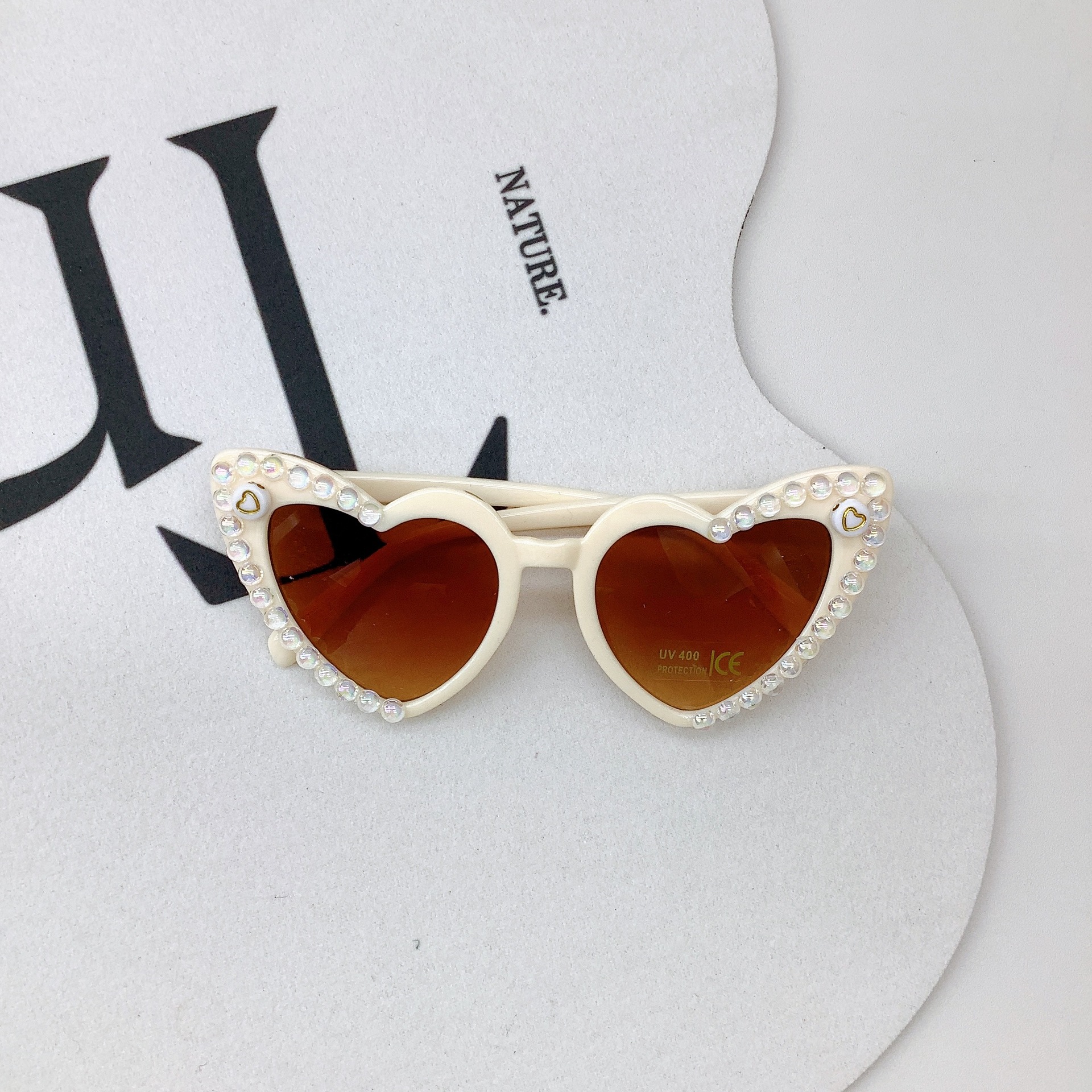 Fashion All-Match Kids Sunglasses Lovely Heart-Shaped DIY Boys' and Girls' Sunglasses UV Protection Sun Protection Glasses Tide