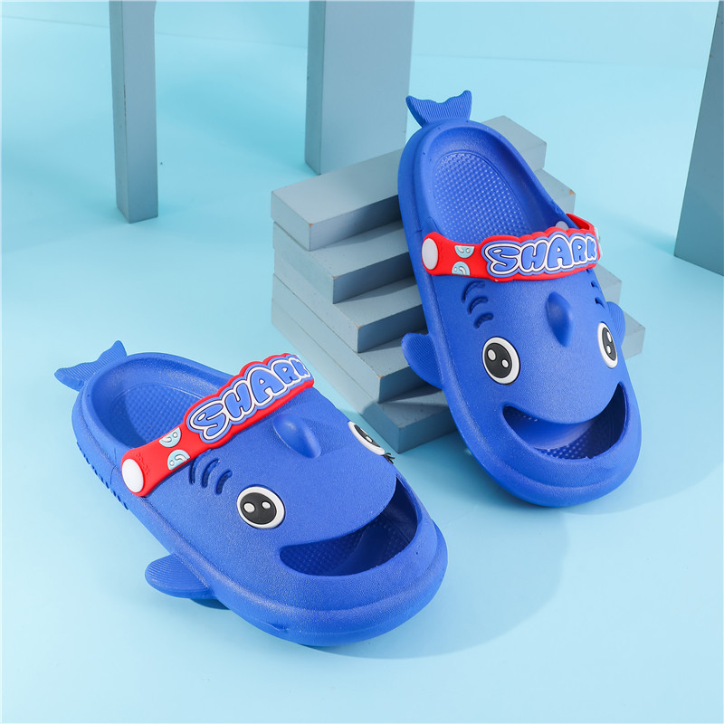 Shark Slippers Children's Indoor Non-Slip Silent Boys and Girls Summer Baby Home Bathroom Cute Head Cover Sandals