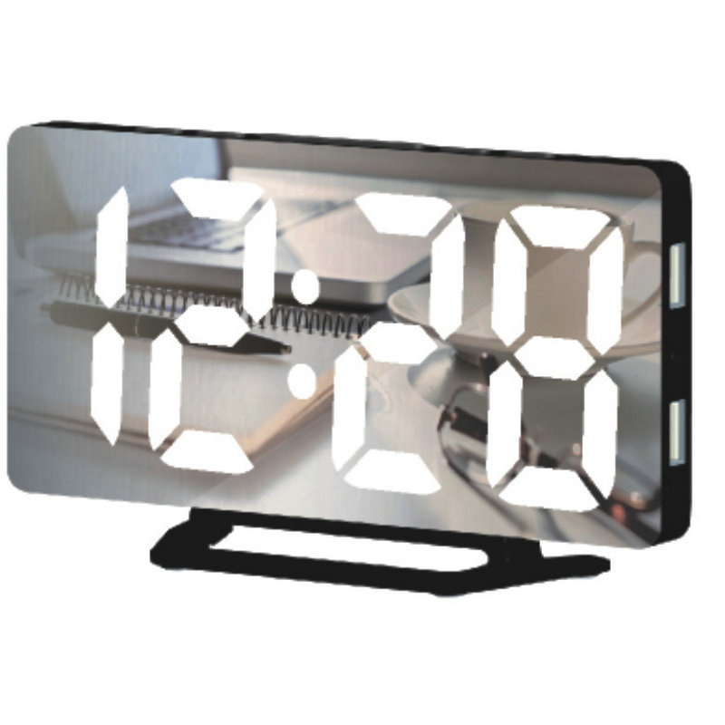 New Temperature and Humidity Multi-Functional Desktop Alarm Clock Creative Led Mirror Clock Cross-Border Electronic Digital Clock Bedroom Alarm Clock