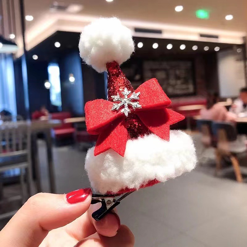 New Christmas Decorations Christmas Hat Barrettes Adult and Children Cartoon Hair Clip Festival Cute Decoration Supplies