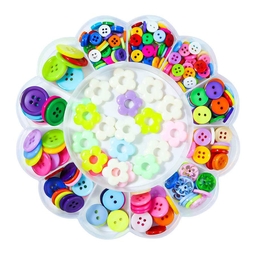 Children's Handmade Diy Button Kindergarten Diy Production Button Art Button Flower Material Package Color Mixed Button