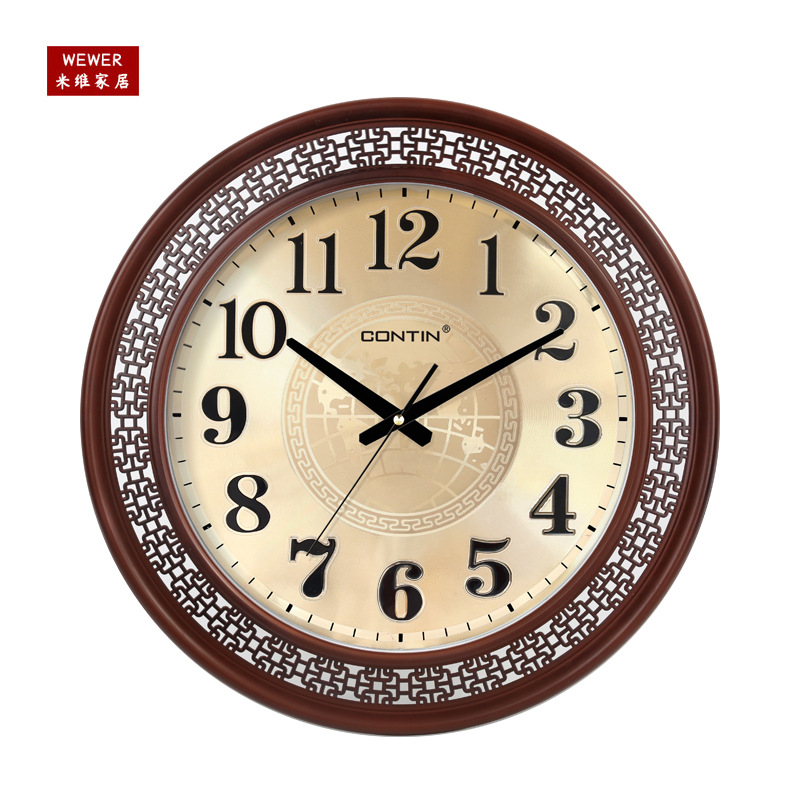 Kangtian Oak Frame Clock Large Living Room European Wall Clock Fashion Noiseless Clock Creative Art Wall Pocket Watch Wholesale