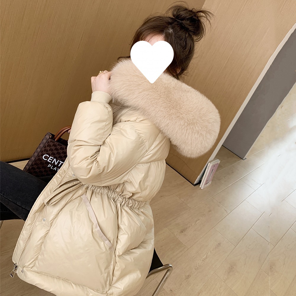 亮面羽绒服女2023新款收腰显瘦白鸭绒加厚保暖小个子短款外套