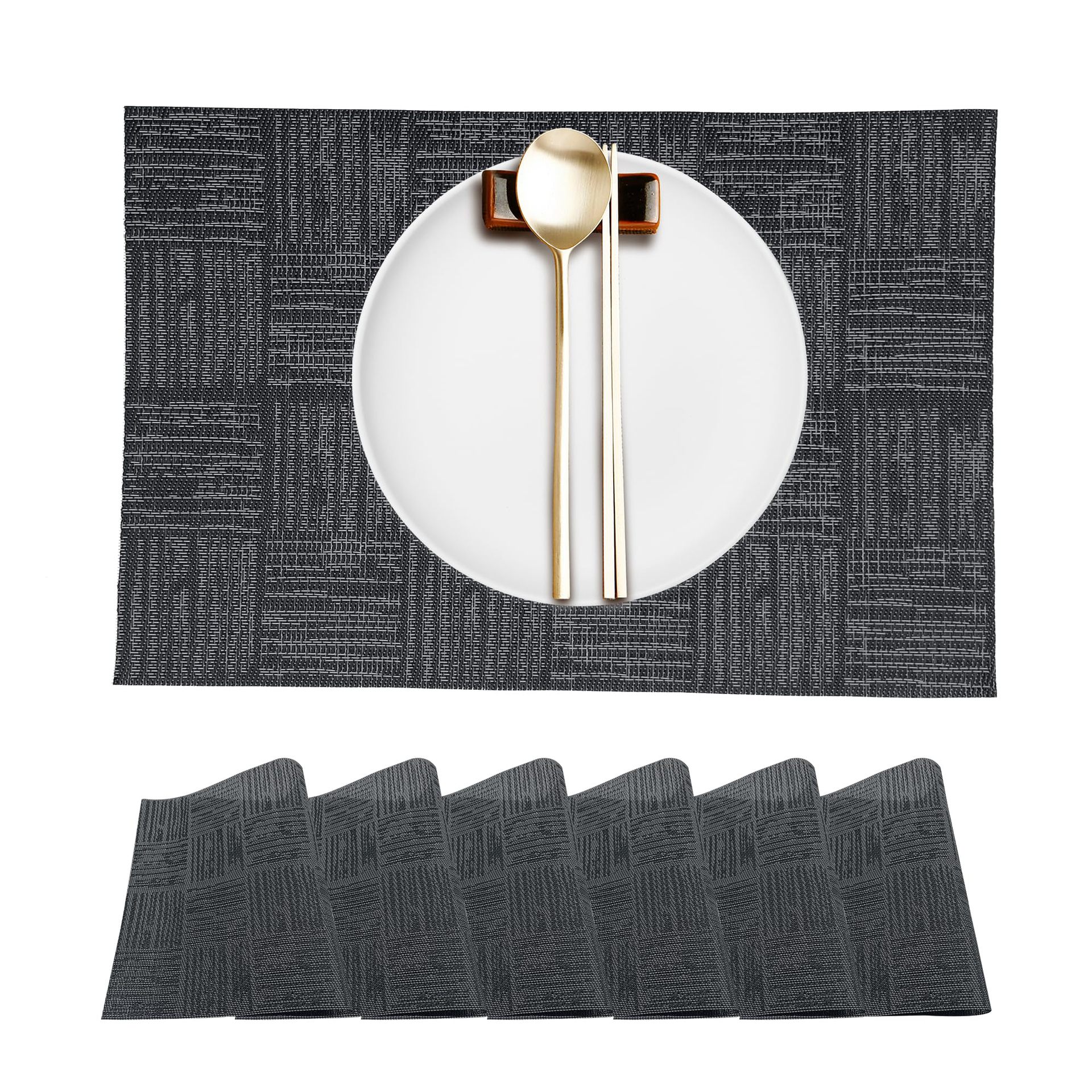 新款跨境特斯林餐垫 日式餐垫pvc提花格子防水隔热杯