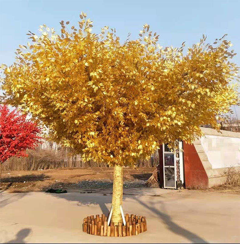 仿真金色金榕树摇钱树许愿树大型假树发财树新年祈福红包树金钱树