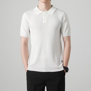 夏季polo衫男轻熟复古绅士纽花短袖针织衫翻领冰丝保罗t恤上衣潮