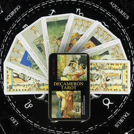 decameron tarot deck 薄伽丘十日谈情色烫金边塔罗牌铁盒装桌游