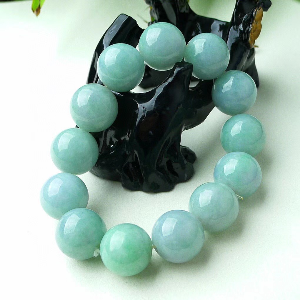 天然缅甸翡翠大颗粒a货翡翠手串 满色满绿缅甸翡翠手链厂家批发