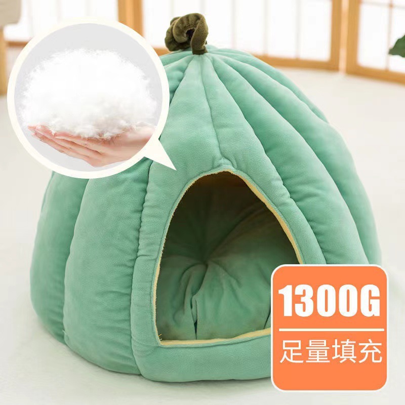 Pumpkin Cat Nest Half Surrounded Dog House Pet Tent Autumn and Winter Warm Sleep Pet Bed Best-Seller on Douyin Cat Mattress