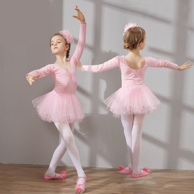 舞蹈服儿童女春秋芭蕾舞裙长袖跳舞衣幼儿练功服女童纱裙舞服装夏