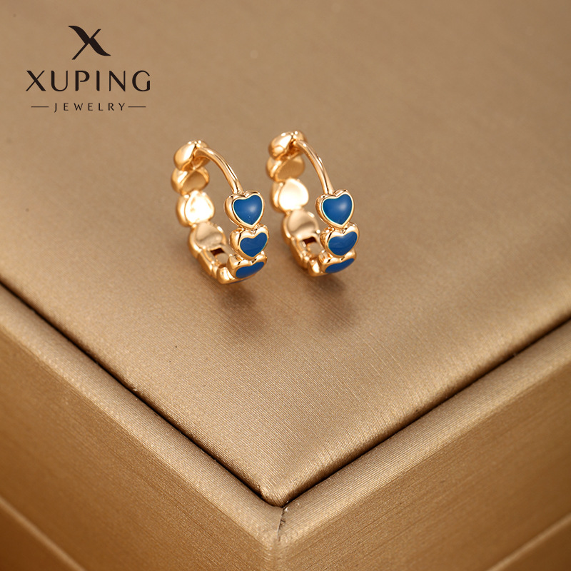 xuping jewelry 2023 new 18k gold plated alloy drip glazed love heart ear ring european and american trendy earrings wholesale female