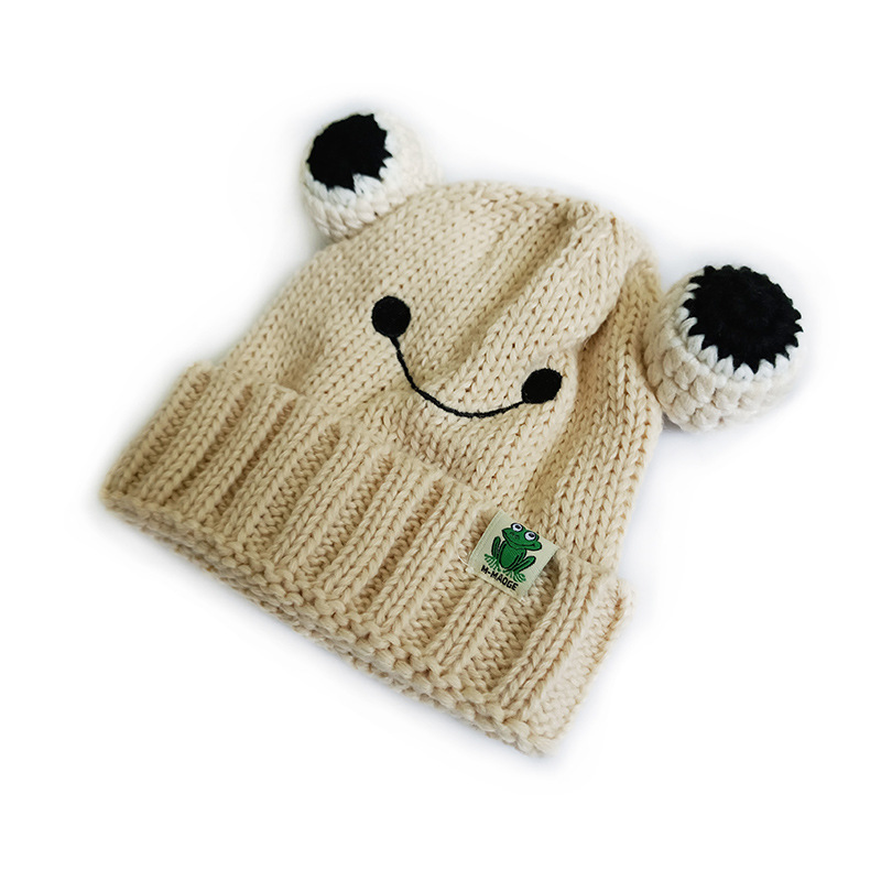 Chengwen Children's Hat New Cute Fashion Knitted Hat Frog Hat Boys and Girls Cloth Label Smiley Face Woolen Cap