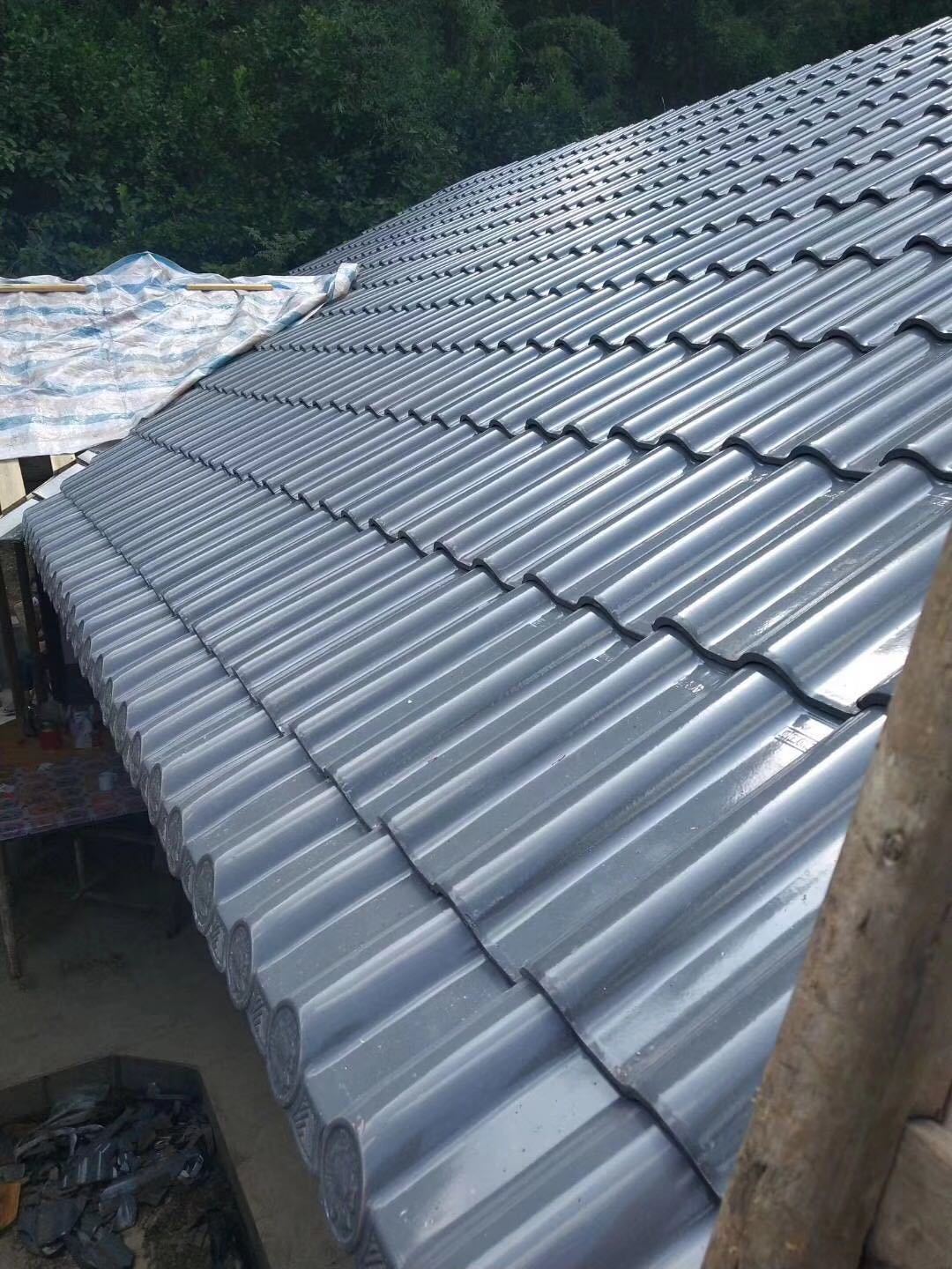 景德镇景龙瓦业 琉璃瓦 连锁瓦 别墅屋顶瓦 升级版浅灰4089