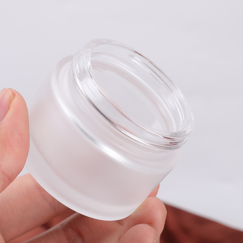 时尚面霜瓶磨砂玻璃霜膏瓶化妆品分装瓶眼霜瓶药膏盒带内盖小空瓶