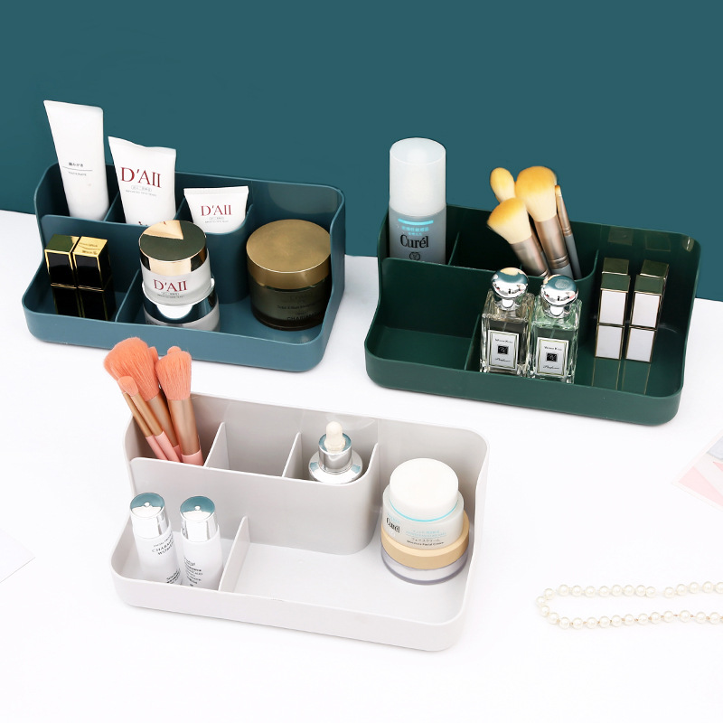 Desktop Compartment Cosmetics Storage Box Clutter Organizing Box Storage Basket Large Plastic Snacks Household Kitchen Storage Box