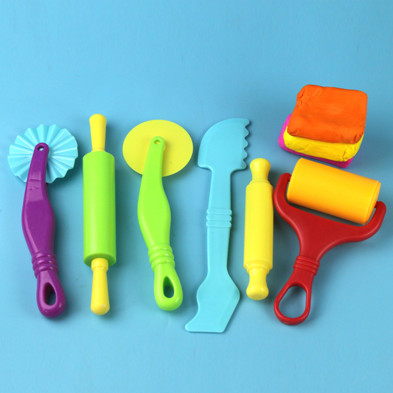 6件滚轮推子儿童套装玩具橡皮泥彩色模具手工diy彩泥粘土工具刀