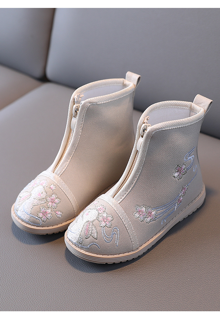 汉服鞋子加绒棉鞋儿童古代绣花鞋女童小女孩古装老北京布鞋舞蹈鞋
