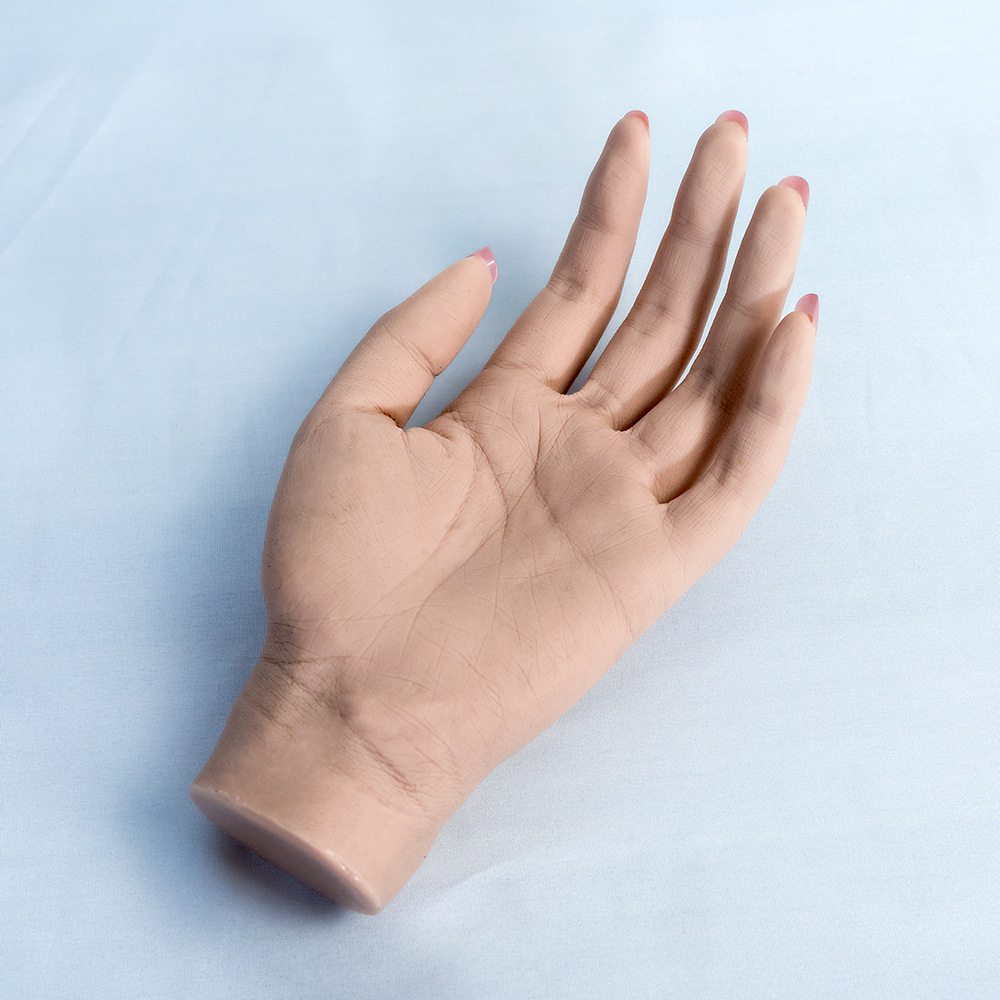 亚马逊热卖仿真手美甲手模道具带关节硅胶假手模型女跨境一件代发