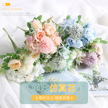 玫瑰仿真花婚庆手捧花室内客厅假花装饰餐桌茶几插花摆件绢花塑料