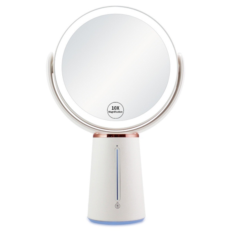 Double-Sided 360 Degree Rotating Makeup Mirror Rechargeable LED Light Dressing Mirror 10x Magnification Girls Cosmetic Mirror Dimmable