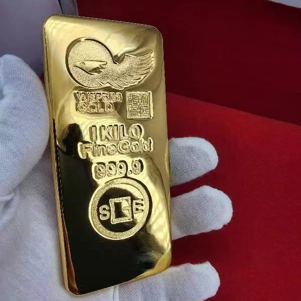 仿真大鹏庞博瑞士金条金砖金店银行实心铜镀金1000克