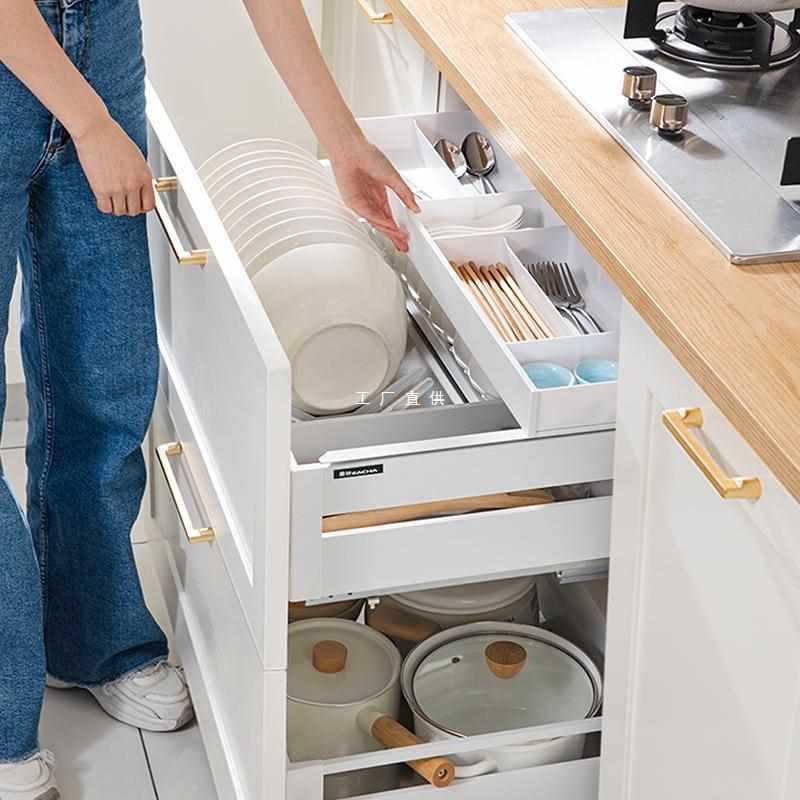 意驰 拉篮厨房橱柜304不锈钢双层抽屉式调味拉蓝橱柜收纳碗碟碗篮
