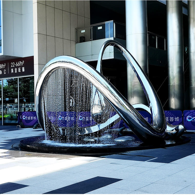 方圳不锈钢喷泉水景雕塑酒店会展中心高端艺术装饰景观美陈定制
