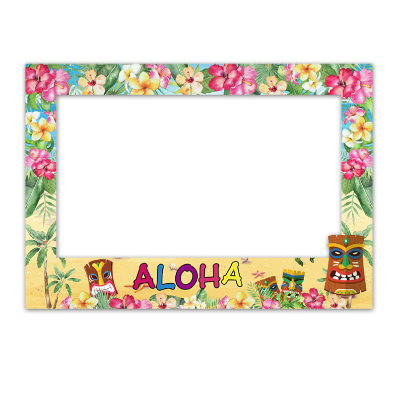 夏威夷aloha 火烈鸟手持拍照道具纸胡子草裙舞面具-阿里巴巴