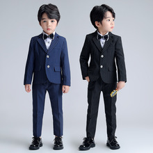 儿童小西装帅气套装条纹款三件套男童演出表演礼服工厂一件代发