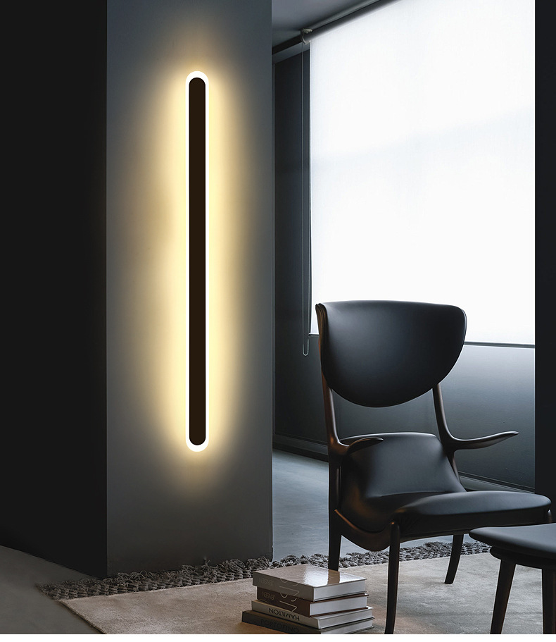 北欧壁灯长条灯现代简约客厅背景墙壁灯轻奢创意线性灯卧室床头灯