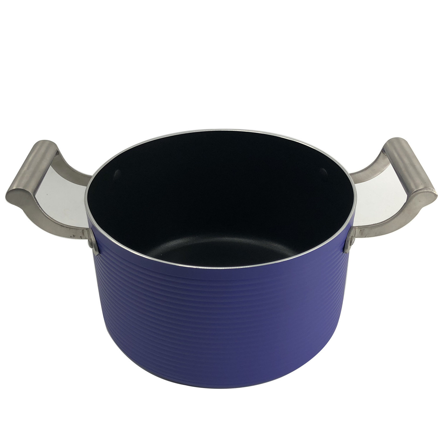 美国亚马逊ebay热销黑色条纹蓝色陶瓷不沾锅铝锅套装