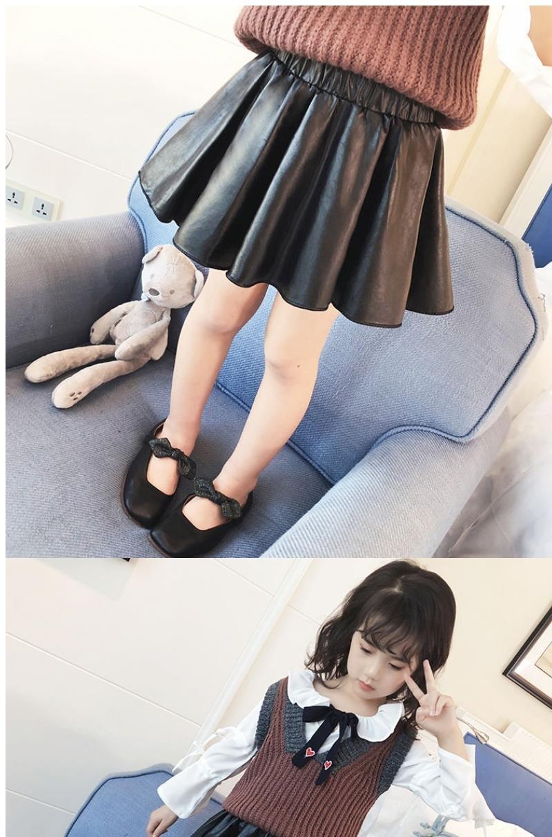 冬秋装女童半身裙韩版时尚宝宝皮裙儿童短裙百搭伞裙