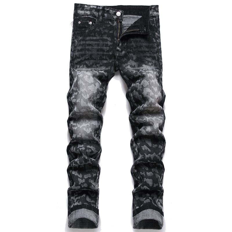   Men's Pants New Autumn Punk Men's Jeans Cat Beard White Trousers Mid Waist Casual Men's Pants 3342