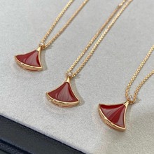 宝格丽红玉髓扇形扇子小裙子项链耳钉耳环耳坠18k蛇形蛇骨灵蛇