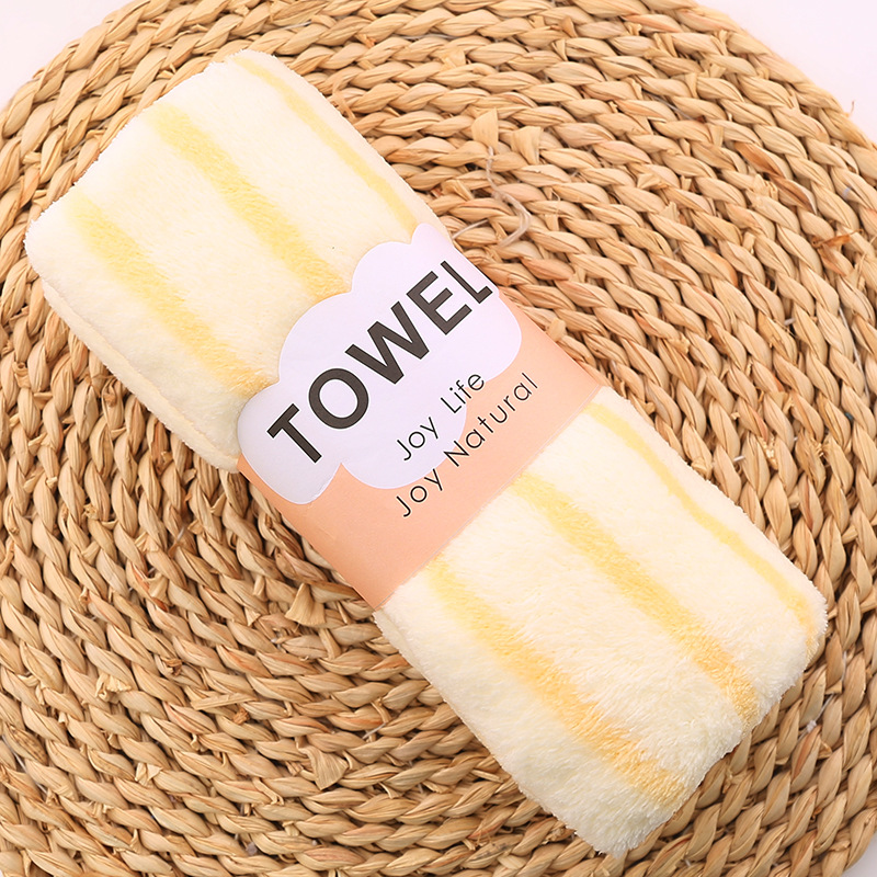 Spot Coral Fleece High Density Warp Knitted Towel Soft Absorbent Face Towel Color Stripes Cationic Towel Gift Wholesale