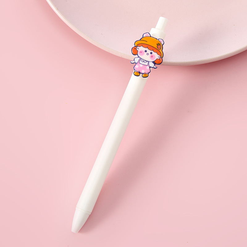 Cartoon Non-Printed Style Gel Pen Girl Press Signature Pen Cute Sticker Pen Large Capacity Solid Color Quick-Drying Pen