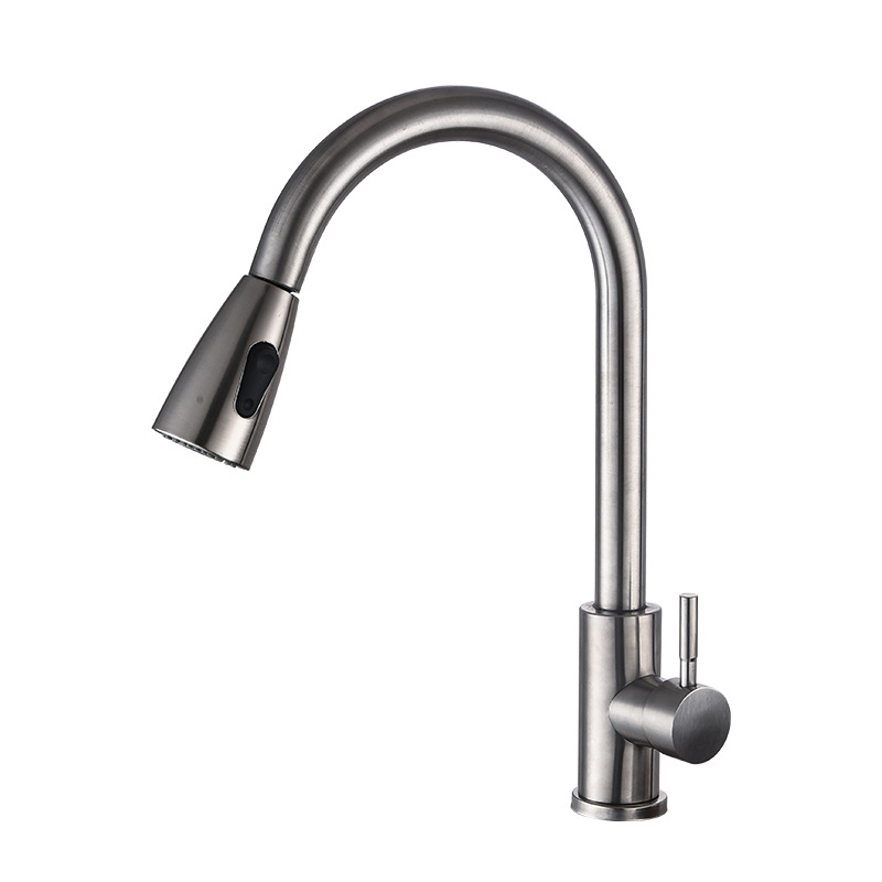 Kitchen Pull-out Faucet Hot and Cold Factory Self-Selling Stainless Steel Sink Sink Retractable Sink Faucet Water Tap