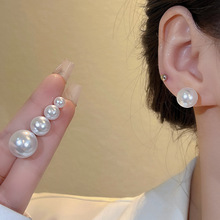 925银针小巧气质珍珠耳钉女小众设计感耳环2023年新款复古耳饰品