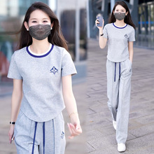 新款冰感抑菌短袖大码时尚夏季减龄韩版运动套装女士跑步休闲薄