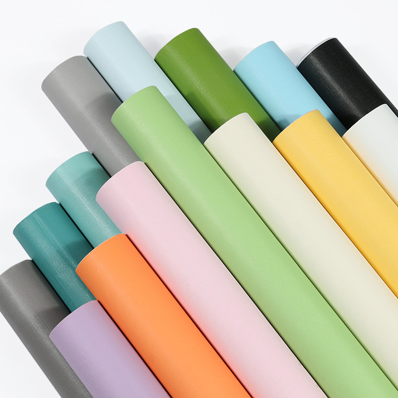 马卡龙素色墙纸自粘卧室墙面改造壁纸纯色加厚墙贴壁布wallpaper