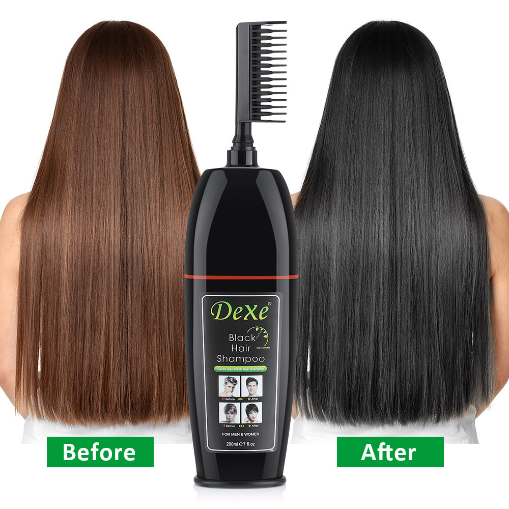 Cross-Border Hot Dexe Comb Black Hair Color Cream Bagged Plant Hair Dye Covering Gray Hair Color Cream Factory Wholesale