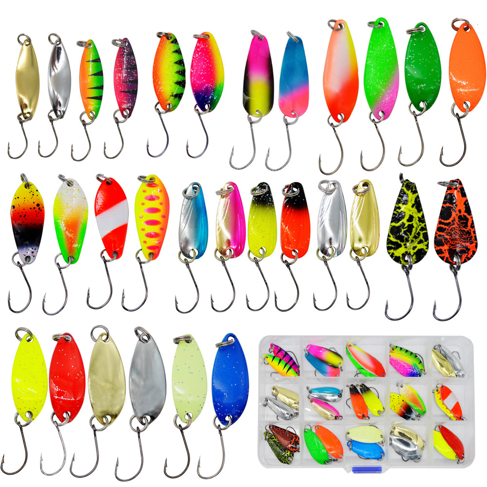 路亚金属亮片套装30pcs马口鳟鱼单钩亮片鱼饵拟饵渔具假饵-阿里巴巴