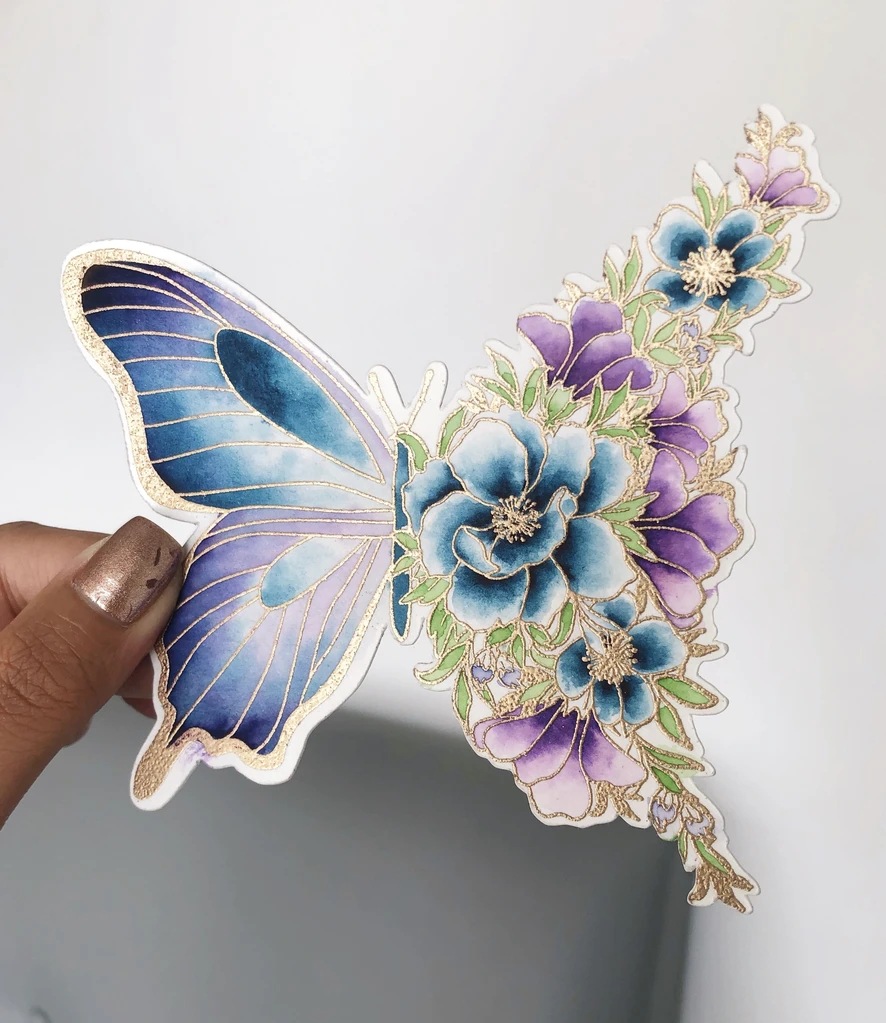 蝴蝶和花刀模印章切割切割刀模cutting dies scrapbooking压花