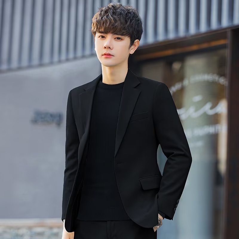 休闲西装外套男士韩版修身小西服痞帅高级感商务宽松春秋款上衣潮