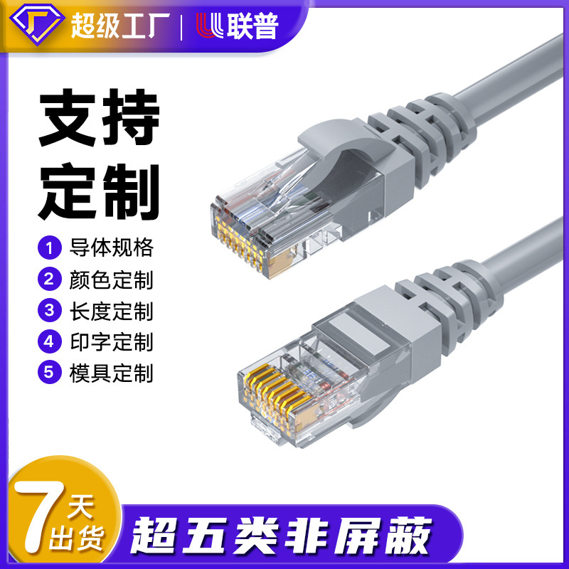 定制超五类国标网线非屏蔽跳线utp超cat5e类8芯网线无氧铜5米红色