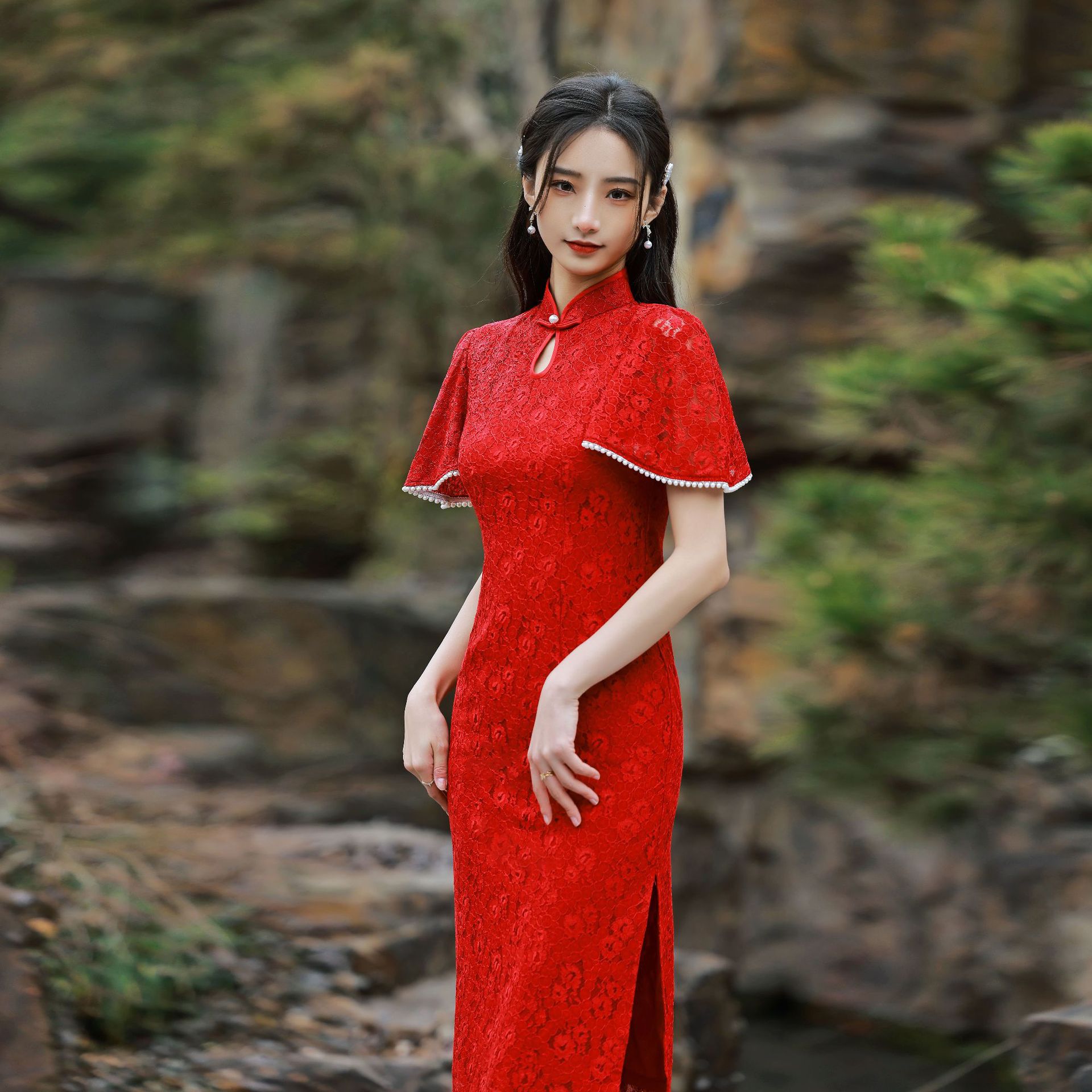 新款喇叭袖长款旗袍女2022年改良民国风复古气质高端上海年轻款