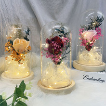 创意生日情人节礼物小夜灯满天星香皂花玫瑰花束礼盒玻璃罩永生花