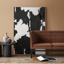 现代简约客厅沙发背景墙挂画黑白抽象肌理北欧玄关壁画落地装饰画