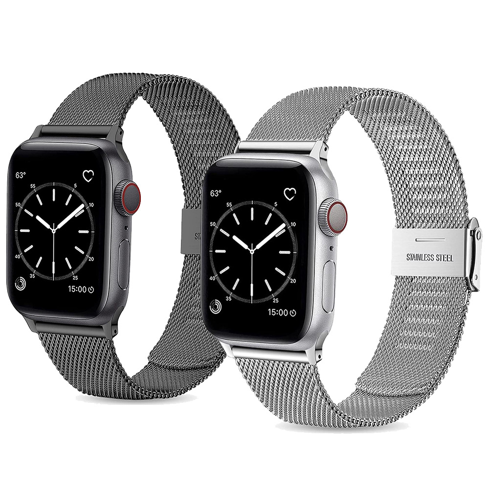 适用苹果手表ultra9/876/se/54/3/2不锈钢米兰卡扣表带apple表带